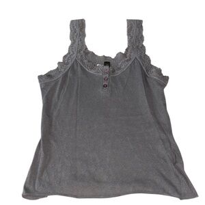 Vintage Y2K Pins & Needles Lace Trim Gray Women's Tank Top Size Small